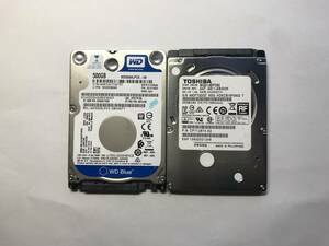 中古パーツ 2.5 インチ SATA 内蔵ハードディスク 厚さ7mm 500GB HDD 5400RPM 2台セット売り 正常品 500(5400)-48