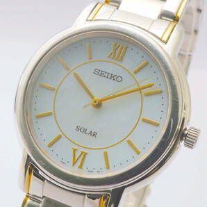 セイコー ソーラー V181-0AD0 R2 SEIKO SOLAR SS 電波ソーラー コンビブレス シェル文字盤 ローマン ボーイズ腕時計[8D0192-AO8の画像1