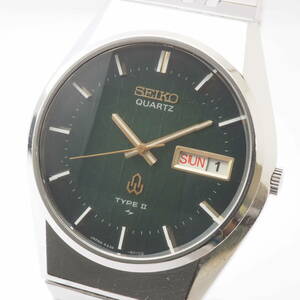 セイコー クォーツ タイプ 2 4336-8060 SEIKO QUARTZ TYPE Ⅱデイデイト SS ダークグリーン系文字盤 カットガラス メンズ腕時計[812174-BJ8