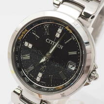 【希少品】6P シチズン クロスシー ハッピーフライト H240-T019269 CITIZEN XC デイト 電波ソーラー 黒 ローマン レディース[201010027-AC8_画像1