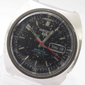 【希少品】セイコーファイブ スポーツ 6119-6020 SEIKO 5 SPORTS 21石 デイデイト SS 自動巻 黒文字盤 メンズ腕時計 フェイス[863025-AG3