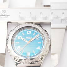 スウォッチ 550 9.5×3.6 1.55V Swatch SWISS デイト SS クォーツ シルバー×ブルー 青文字盤 メンズ 男性 腕時計 フェイス[Pa1556-BN7_画像5