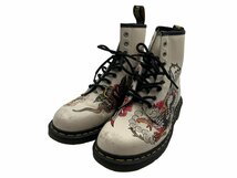 DR.MARTENS×GREZ ドクターマーチン ブーツ ショート レザー 総柄 トラ柄 虎 レディース 25cm 靴 メンズ ホワイト UK6 1/2 本体 お洒落_画像1