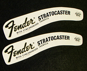 STRATOCASTERの1967年から1970年補修用、ラージヘッド用のロゴデカール２枚組（デカ69）