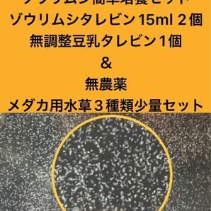 ゾウリムシ簡単培養セット　ゾウリムシタレビン15ml 2個＋無調整豆乳タレビン1個＆無農薬メダカ用水草3種類少量セット