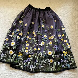 ANNASUI mini Anna Sui Mini цветочный принт юбка талия резина Kids размер M