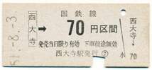 国鉄　金額式乗車券　西大寺→７０円区間_画像1