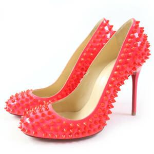 未使用品◎Christian Louboutin クリスチャンルブタン FIFI SPIKES 100 パテント スパイクパンプス ローズパリス 36.5 伊製 レディース