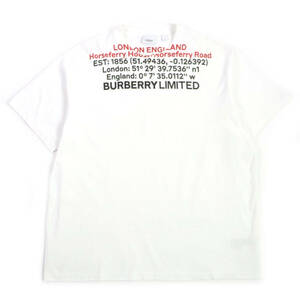 極美品▼BURBERRY バーバリー 22SS 8048323 コットン100% ロケーションプリント クルーネック 半袖Ｔシャツ ホワイト L 正規品