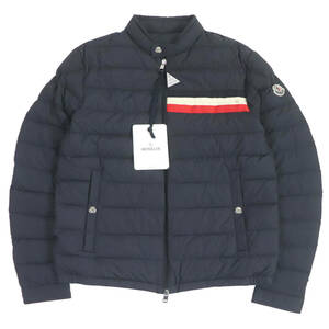 未使用品□MONCLER モンクレール YERES トリコロール ロゴワッペン WZIP ライトダウンジャケット ネイビー 2 ハンガー付き 正規品 メンズ