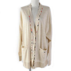  ultimate beautiful goods * Hermes 2020 year made silk using Serie design shell button attaching V neck long sleeve cardigan beige 38 box attaching Italy made regular goods 