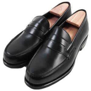  unused goods *CARMINAkarumina regular price 89100 jpy 80578 GENOVA*jeno ballast leather shoes coin Loafer black 6.5 men's 