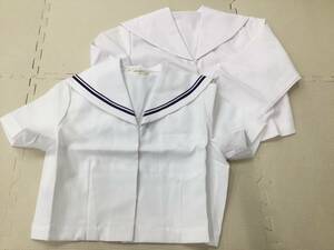 SE-517A 新品【セーラー服】サイズ 31/白 長袖x1/紺親子ライン 半袖x1 2枚/栄光こじま/白無地/胸当てなし/女子中学生/女子高校生/コスプレ