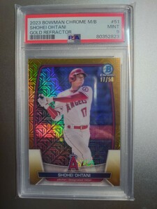 Topps BOWMAN CHROME MEGA 2023 GOLD RF SHOHEI OHTANI PSA10 17/50 ジャージナンバー 大谷翔平 カード