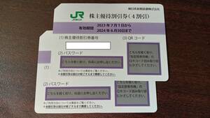 送料無料　JR東日本　株主優待券(４割引き券)　２枚セット