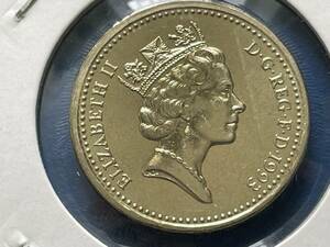 ☆イギリスコイン【イギリス1ポンド黄銅貨：未使用、1993年、コレクター放出品、コイン ホルダー入り】コイン M544