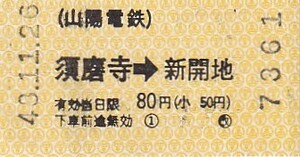 山陽券売機A型区間式神戸高速連絡乗車券姫路駅発行S48
