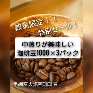 手網直火焙煎珈琲豆　中煎りが美味しいコーヒー　100g×3種