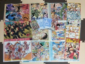 ONE PIECE 週刊少年ジャンプ付録 ポスター シール トレカ 切り抜き 18点セット ワンピース ルフィ ゾロ サンジ シャンクス エース サボ