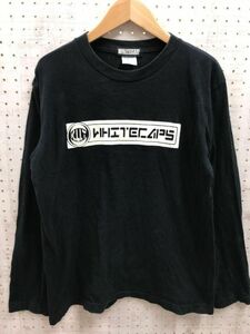 white caps ホワイトキャップス 茨城 ローカル サーフ ブランド 横乗り系 スケート ボックスロゴ ロンT 長袖Tシャツ カットソー メンズ 黒