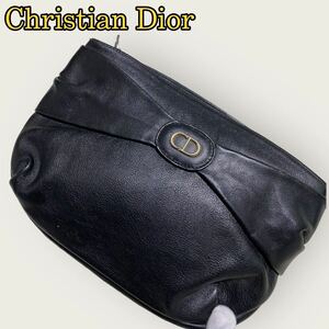 ★ Christian Dior クリスチャンディオール　クラッチバッグ　セカンドバッグ　CD金具　レザー　ブラック　黒　メンズ　レディース　★