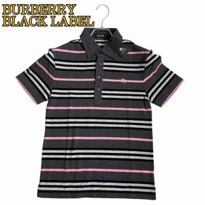 ** [ новый товар не использовался товар!! ]BURBERRY BLACK LABEL Burberry Black Label рубашка-поло короткий рукав окантовка шланг вышивка S хлопок мужской **