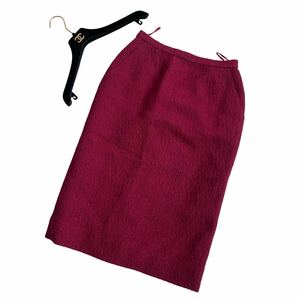 * CHANEL Chanel skirt tweed long height lining equipped handwriting . tag 38(M) silk 100% red wine red lady's *