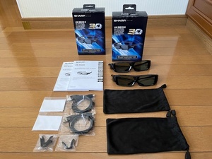 【送料無料】 美品 SHARP シャープ 3Dメガネ A-3DG20-B 充電タイプ 2台セット 付属品あり