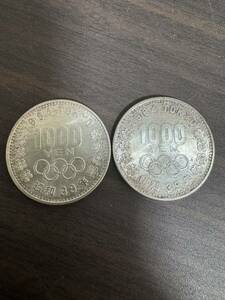 1 jpy ~* free shipping *2 sheets summarize * thousand jpy silver coin Tokyo Olympic Showa era 39 year 1000 jpy silver coin 