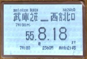 【磁気ラミネート】阪急電車通勤定期券★昭和５５年