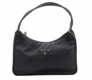 1円 PRADA プラダ テスート ナイロン リナイロン ハンドバッグ ミニポーチ ムーンバッグ トライアングルロゴ 24-1832