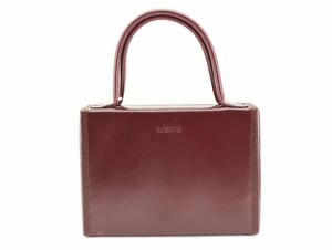 1円 LOEWE 訳あり美品 ヴィンテージ ロエベ レザー ハンドバッグ トップハンドル ボックス クラシカル ロゴ 24-1394