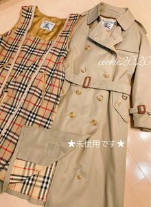 高級【未使用★ライナー付きトレンチコート】BURBERRY、バーバリー、美ライン、大きいサイズ、希少、人気、ノバチェック