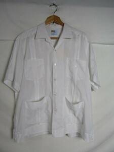 90年代製　Guayaberas Palacio キューバシャツ　ホワイト　半袖　42　Lサイズ