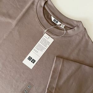 新品 XS ユニクロ ユー UNIQLO U エアリズム コットン オーバーサイズ Tシャツ 5分袖 メンズ 37 ブラウン オンライン限定 廃盤