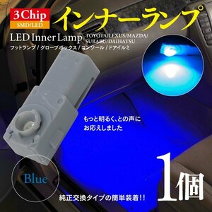 【即決】3chip SMD LEDインナーランプ ブルー 1個【ノア ZRR70系 H22.4以降の車両のみ】