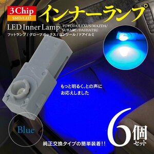 LED 3chip SMD インナーランプ ブルー 6個