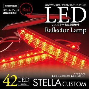 LEDリフレクター ステラカスタム LA150F/160F 細いタイプ 左右合計42発　レッド