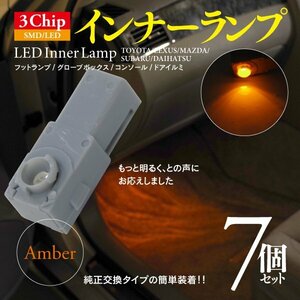 LED 3chip SMD インナーランプ アンバー 7個