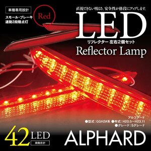 LEDリフレクター 20系 アルファード GGH2#系 細いタイプ 左右合計42発　レッド