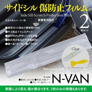 ホンダ N-VAN JJ1/JJ2 H30.7～ 専用設計 サイドシル 傷防止フィルム 【クリア透明タイプ】