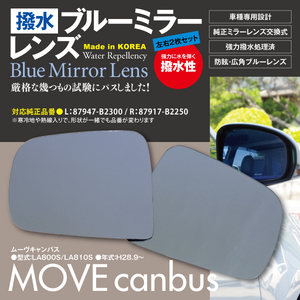 【即決】 ムーヴキャンバス LA800S/LA810S H28.9～R2.11 撥水仕様 ブルーミラー 純正交換型 2枚セット