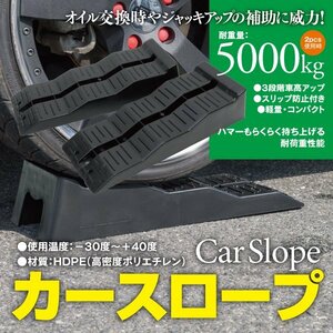 【即決】整備用スロープ/ カースロープ　ジャッキアップの補助に 耐荷重5t スリップ防止機能付き 2個セット ブラック/黒