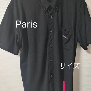 ブラック 黒 半袖　シャツ　メンズ　Paris　パリス
