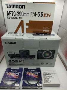 超美品　Canon キヤノン　EOS2　SPEEDLITE 90EX EF-EOS M　タムロンレンズ　AF70-300ｍｍ　Ｆ/4-5.6 　レンズ保護フィルター付き　通電OK