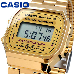 腕時計メンズ新品 カシオCASIOデジタル日本未発売A168WG-9EFレディースELバックライト高級ブランド欧州モデル逆輸入ゴールド金
