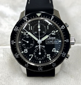 美品　Sinn 103.B. AUTO オートマチック クロノグラフ ギャランティー 純正ベルト&社外ベルト付