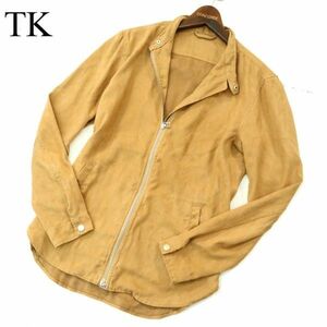 TK Takeo Kikuchi autumn winter fake suede leather * collar wire long sleeve double Zip shirt Sz.M men's A3T12792_B#B