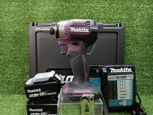 中古 makita マキタ 18V 充電式 インパクトドライバー 充電器 6.0Ah バッテリー×2 付 オーセンティックパープル TD173DGXAP