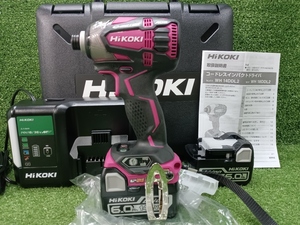 未使用 HiKOKI ハイコーキ 旧日立工機 14.4V コードレスインパクトドライバー 充電器 6.0Ah バッテリー2個付 WH14DDL2 2LYPK(R)